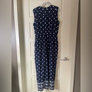 LOFT Navy and White Geometric Jumpsuit